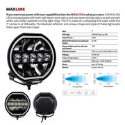 Go Rhino Xplor Blackout Series Maxline Hi/Low LED Round Light | 7’’ or 9’’