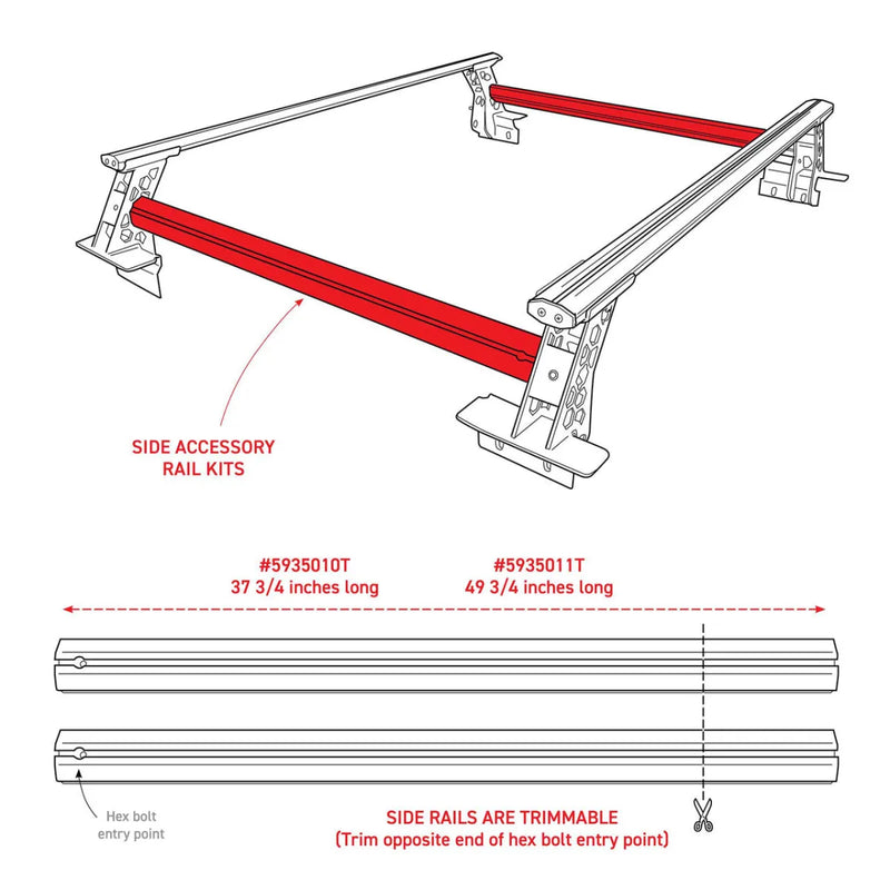 Go Rhino XRS Cross Bars Truck Bed Rail Kit for Trucks w/out Tonneau Covers