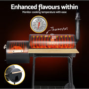 Grillz 2-In-1 Offset BBQ Grill and Charcoal Smoker