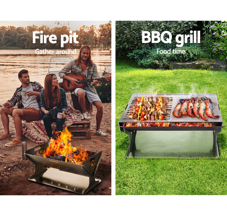 Grillz Portable Camping Fire Pit and BBQ - Portable Fire Pit & BBQ