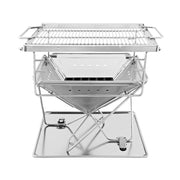 Portable stainless steel BBQ grill with folding legs for camping by Grillz Portable Pit BBQ