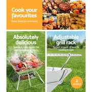 Portable outdoor grill with adjustable rack for barbecuing, part of Grillz Ultra Compact 2-in-1 Camping Fire Pit and BBQ