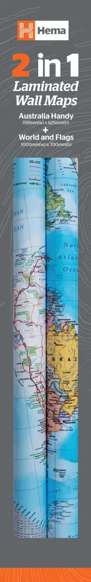 Hema 2 in 1 Australia and World Wall Maps | Twin Pack — 4x4 Down Under
