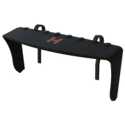 Black piano bench with red H logo and handles for Hema HX Navigator GPS sun visor