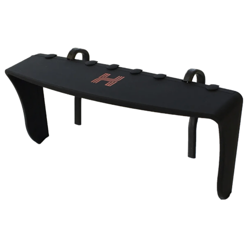 Black piano bench with red H logo and handles for Hema HX Navigator GPS sun visor