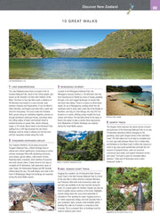 Magazine page in Hema New Zealand Handy Atlas featuring 10 great walks and scenic trails