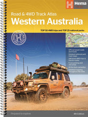 Hema Western Australia Road and 4WD Track Atlas featuring off-road vehicle cover image
