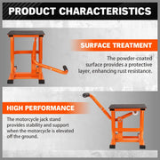 Horusdy 220Lbs Motorbike Jack Lift Crank Lift Manual Repair Clean Hoist Table