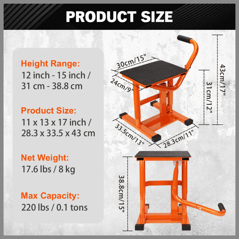 Horusdy 220Lbs Motorbike Jack Lift Crank Lift Manual Repair Clean Hoist Table