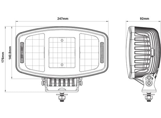 Hulk 9.7 Slimline Rectangle LED Driving Light with Front Indicator and Position Lamp