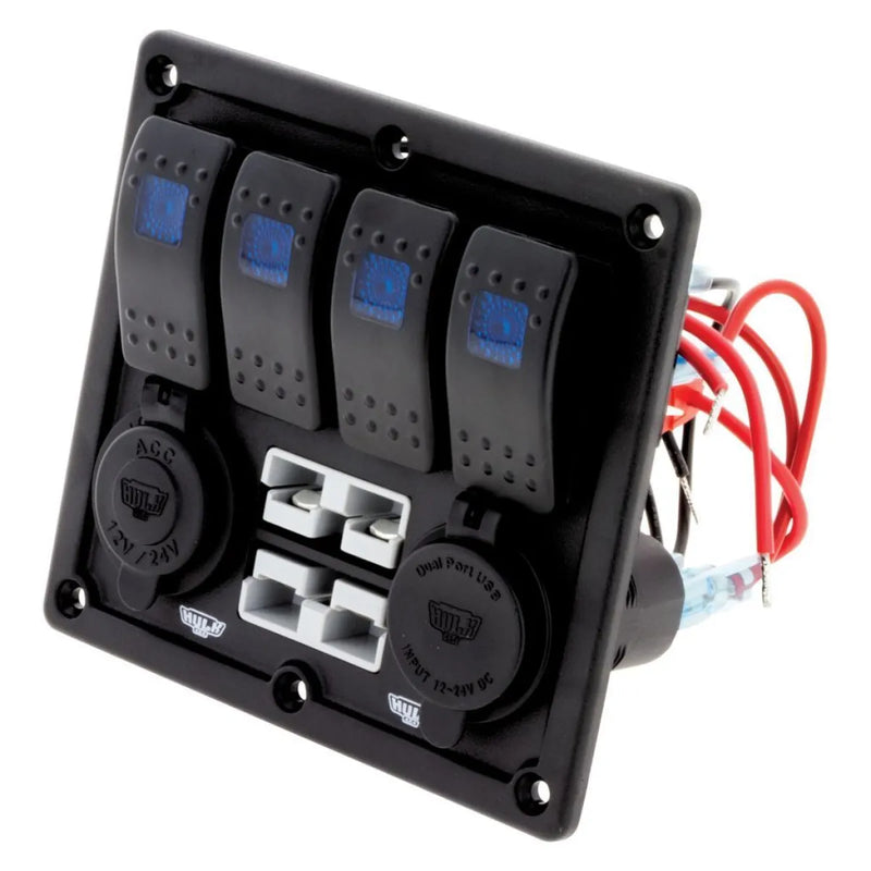 HULK 4X4 4-Way Switch Panel with 50A Plugs Accessory Power Socket | Dual USB