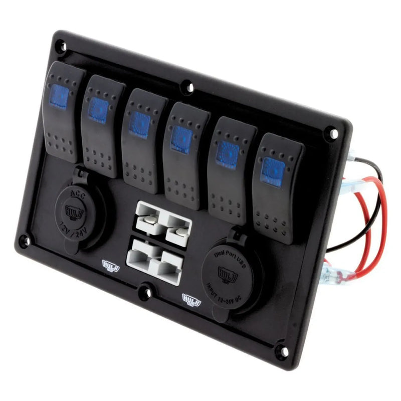HULK 4X4 6-Way Switch Panel with 50A Anderson Plugs | Dual USB