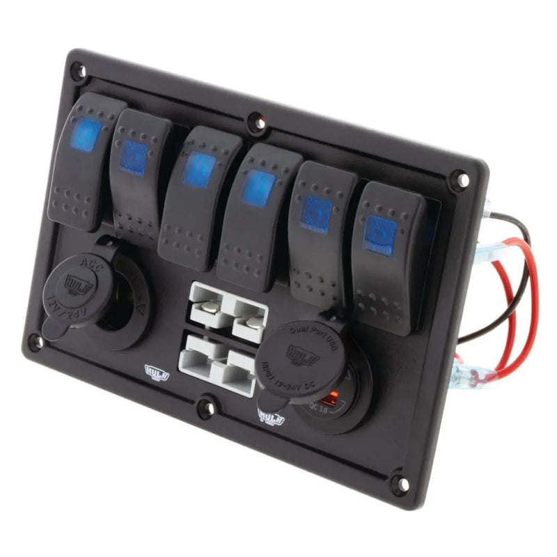 HULK 4X4 6-Way Switch Panel with 50A Anderson Plugs | Dual USB