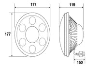 Ignite 7 Round LED Headlight Chrome Face - Headlight