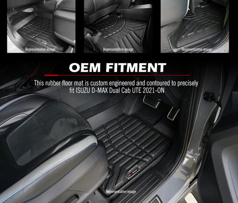 Custom-engineered rubber car floor mats for Isuzu D-MAX Dual Cab UTE 2021+