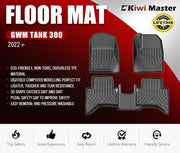 GWM Tank 300 floor mats Kiwi Master® set of four black molded rubber with raised edges