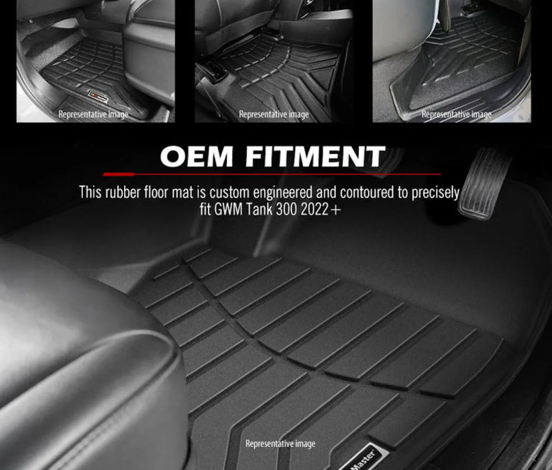 Custom-engineered rubber floor mats for GMW Tank 300 vehicle from Kiwi Master®