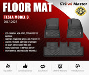 Kiwi Master 3D Car Floor Mats Liner Fit Tesla Model 3 | 2017 - 2022 - Car Floor Mats