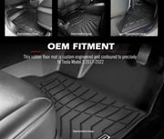 Kiwi Master 3D Car Floor Mats Liner Fit Tesla Model 3 | 2017 - 2022 - Car Floor Mats