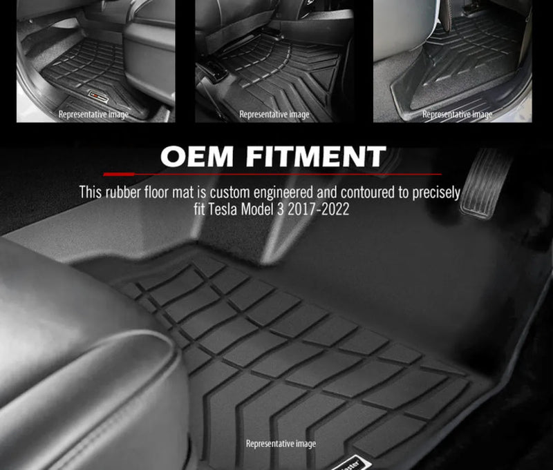Kiwi Master 3D Car Floor Mats Liner Fit Tesla Model 3 | 2017 - 2022 - Car Floor Mats