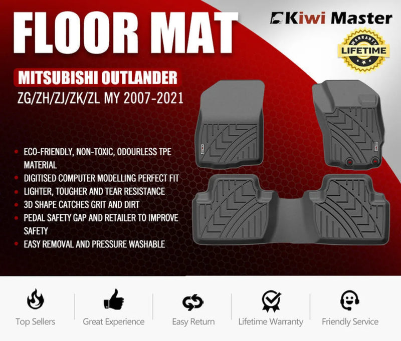 Car floor mats for Mitsubishi Outlander 2007-2021, kiwi Master 3D car floor mats