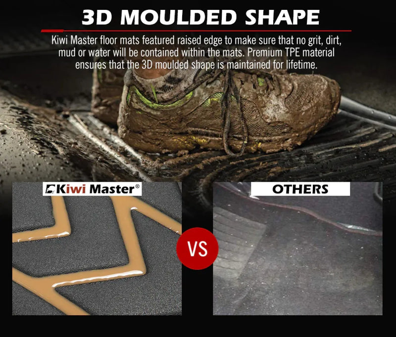 Car floor mats with raised edges for Mitsubishi Pajero Sport to contain dirt and water