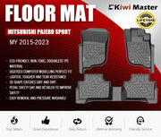 Custom-fit car floor mats for Mitsubishi Pajero Sport MY 2015-2023, durable and stylish