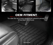 Kiwi Master 3D Car Floor Mats Liner to Fit Tesla Model Y 2022-ON - Car Floor Mats