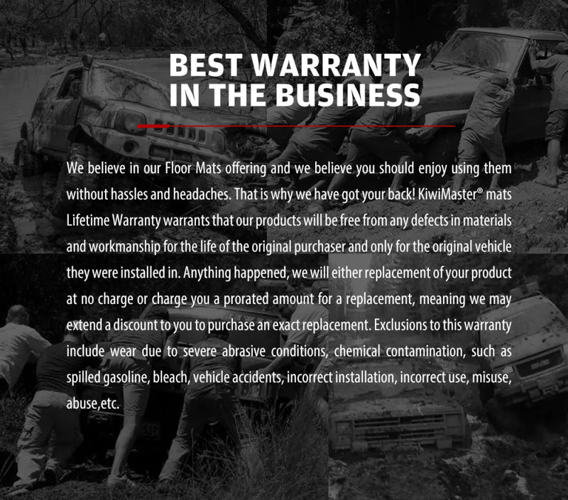 Advertisement for Kiwi Master 3D TPE Car Floor Mats with lifetime warranty for Ford Everest