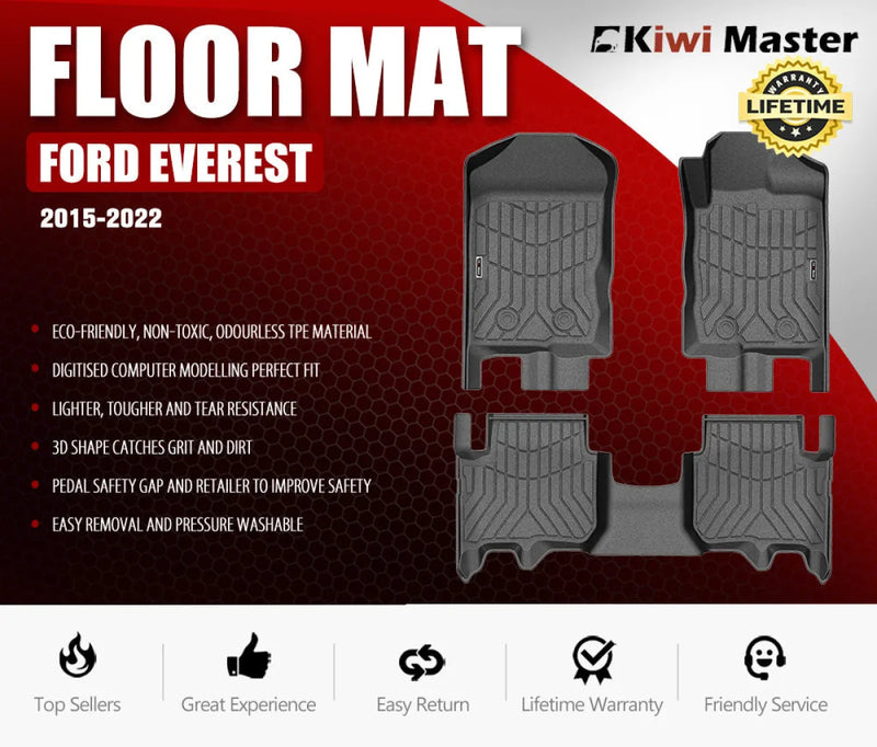 Ford Everest car floor mats 2015-2022 Kiwi Master 3D TPE floor mats