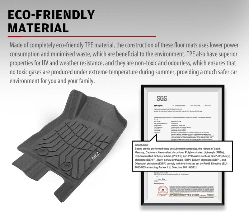 Car floor mats with textured pattern and raised edges for Ford Everest 2015-2022