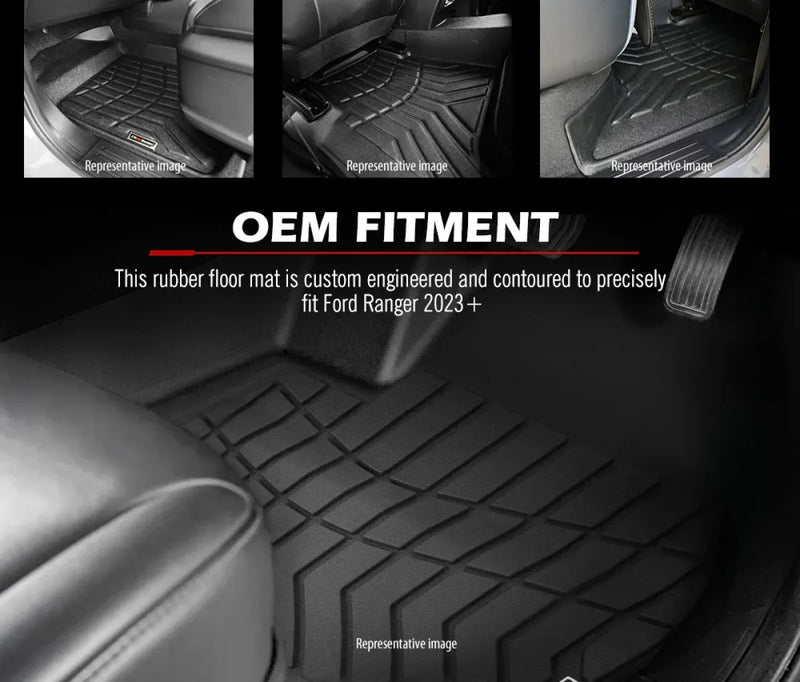Custom-engineered rubber floor mats for Ford Ranger 2023+ | Kiwi Master car floor mats