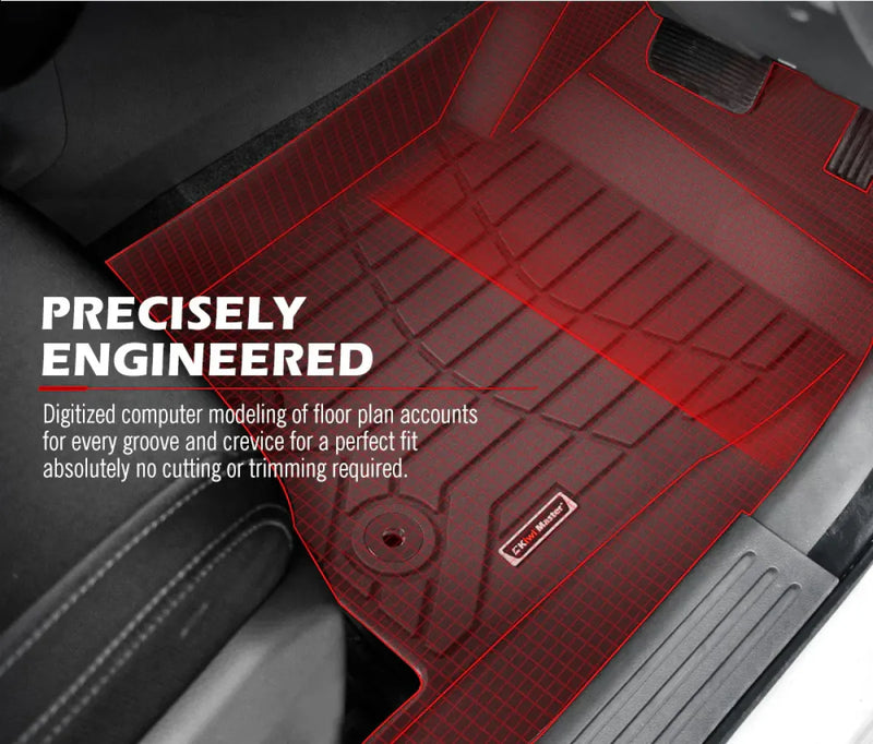 Custom-fit Kiwi Master car floor mats with precise contours and textured design for Ford Ranger Next Gen