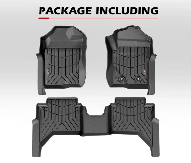 Set of Kiwi Master 3D TPE car floor mats with raised edges and textured surfaces