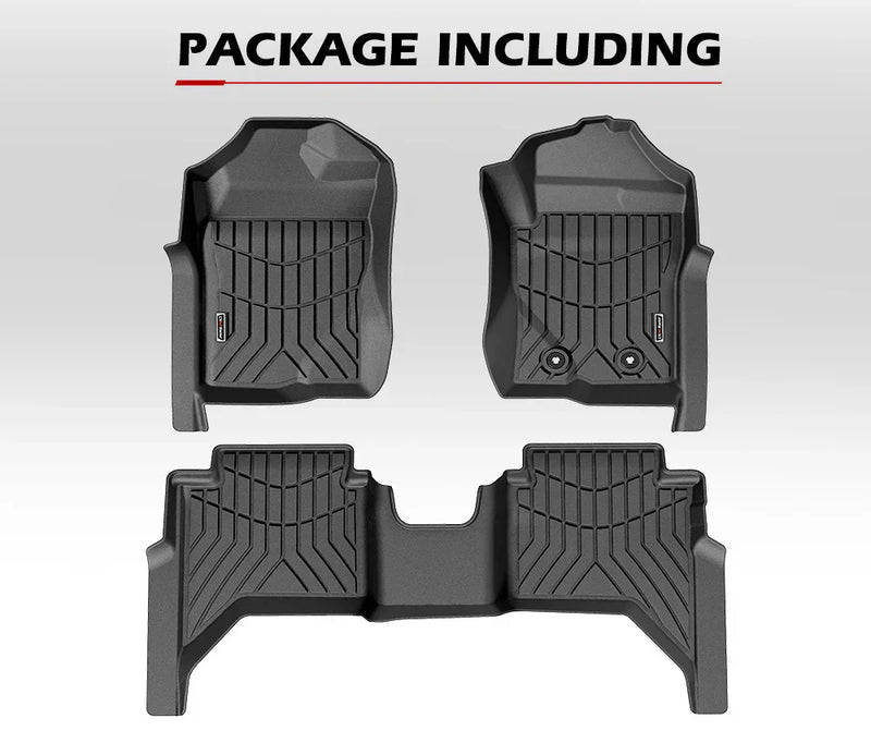 Set of Kiwi Master 3D TPE car floor mats with raised edges and textured surfaces