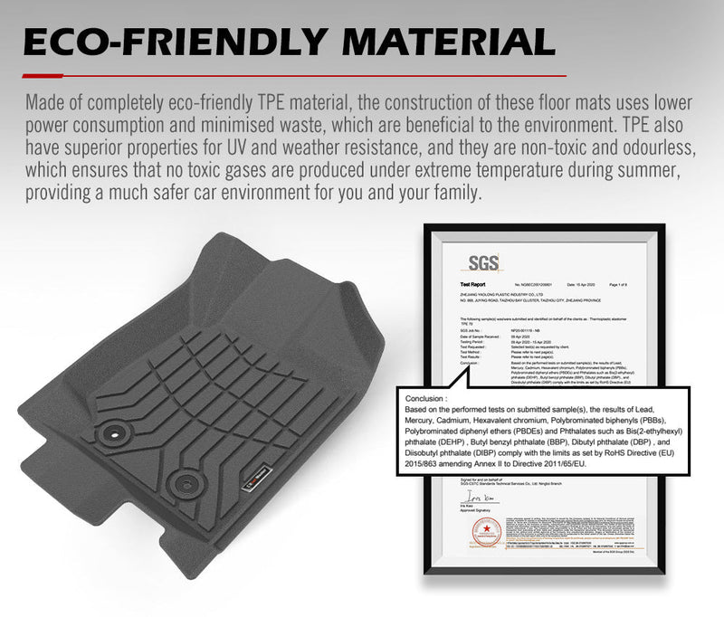 Gray molded car floor mats with textured surface and raised edges for Ford Ranger Wildtrak