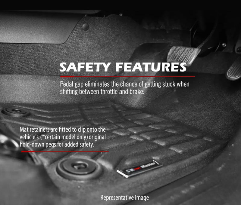 Vehicle floor mat with safety features for Ford Ranger Wildtrak Raptor car floor mats