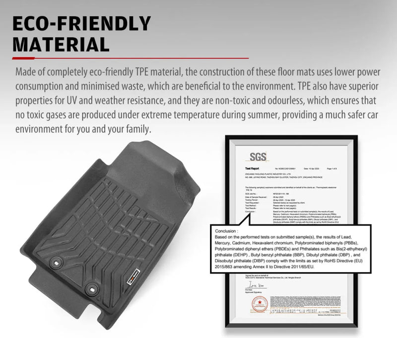 Black rubber car floor mats with textured pattern for ISUZU D-MAX 2012-2020