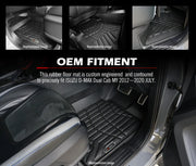 Custom-engineered rubber car floor mats for Isuzu D-MAX Dual Cab vehicle, durable floor mats