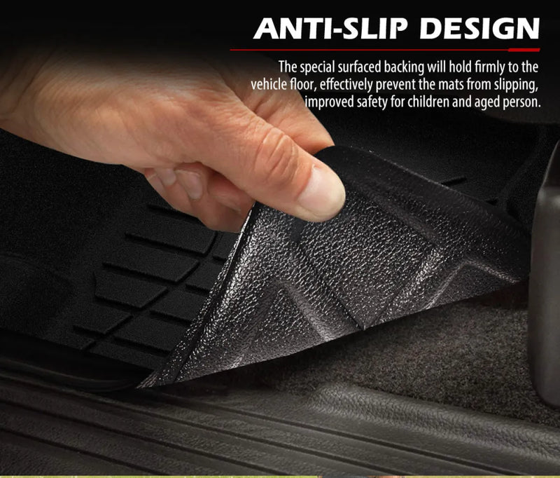 Car floor mats with anti-slip backing lifted to show textured underside for ISUZU D-MAX