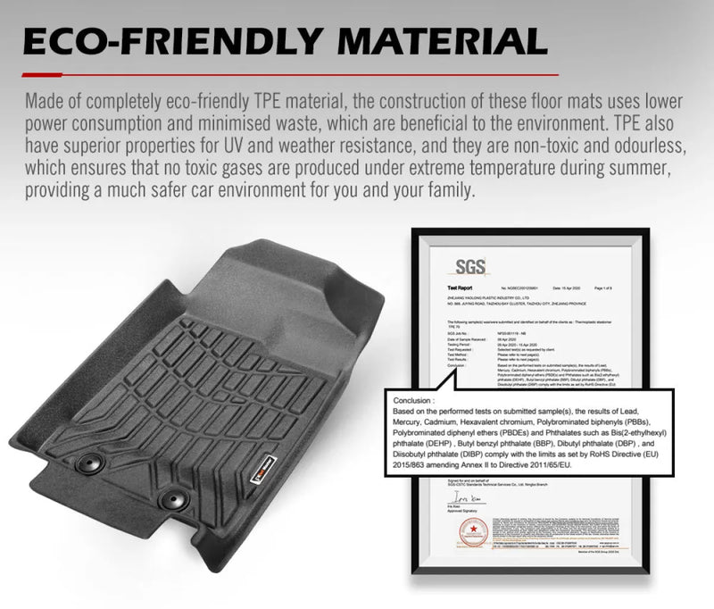 Black molded textured TPE car floor mats with raised edges for Isuzu MU-X 2013-2020