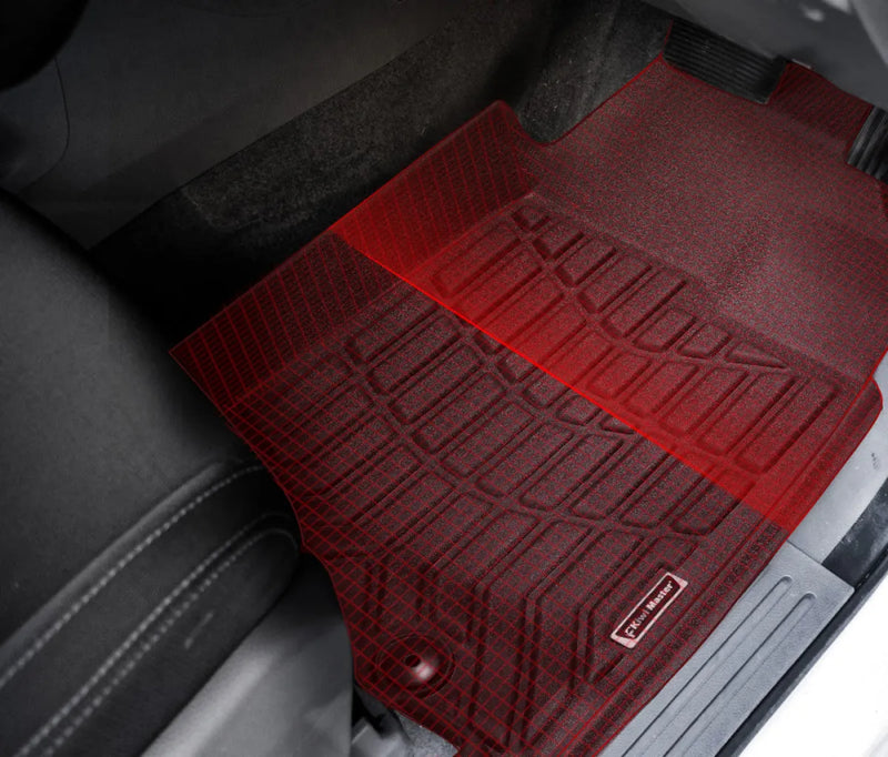 Red rubber car floor mats for Isuzu MU-X 2013-2020 interior application