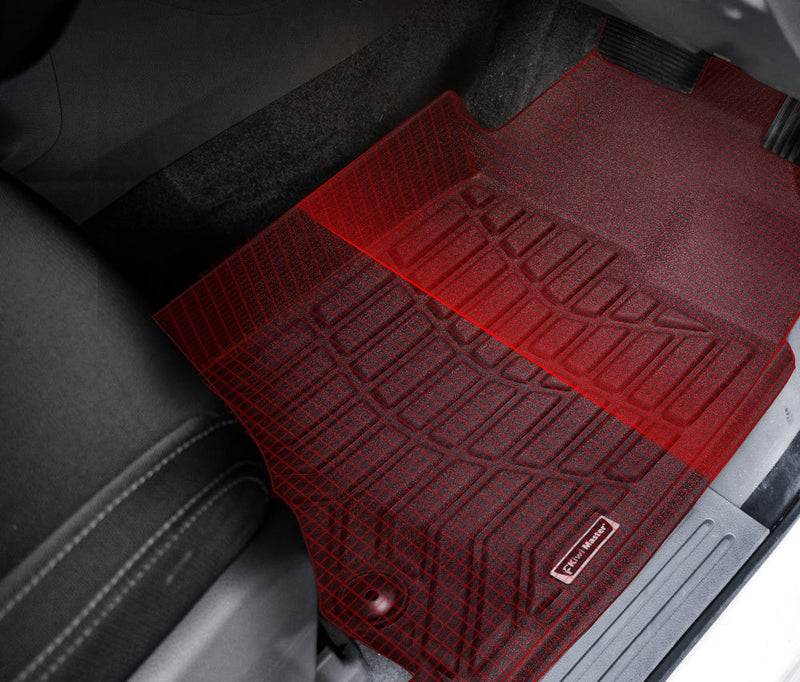 Red rubber car floor mats for Isuzu MU-X 2013-2020 interior application