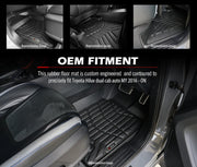 Custom rubber floor mats for Toyota Hilux dual cab vehicles enhancing interior protection