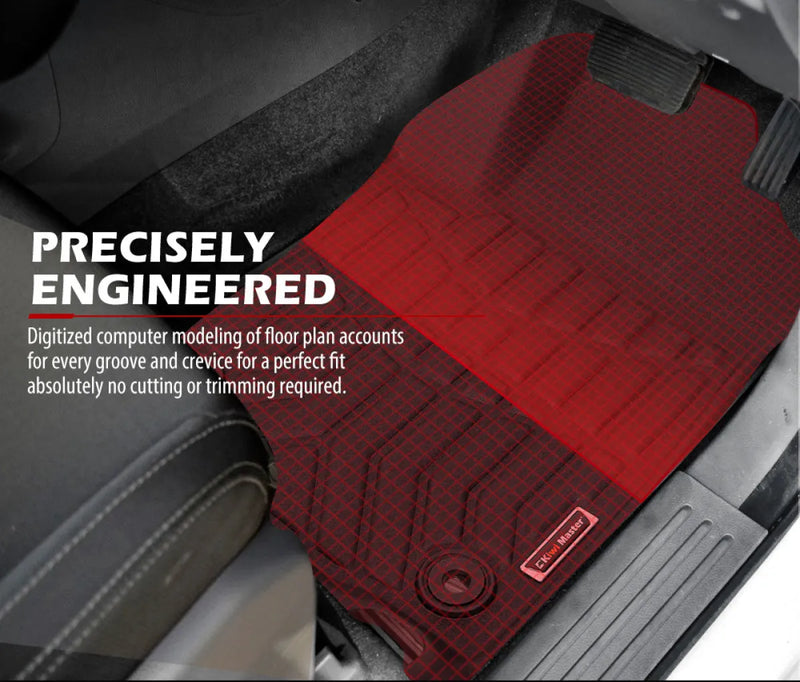 Red custom-fit car floor mats with precision engineering for Toyota Hilux Dual Cab