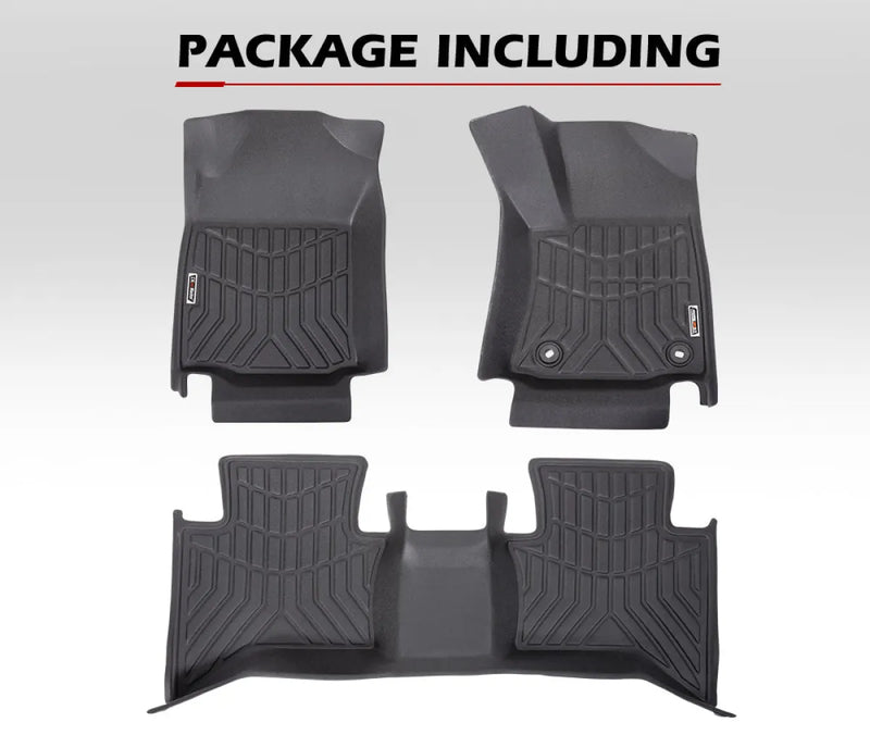 Custom-fit black rubber car floor mats for Toyota Hilux Dual Cab 2016 onward