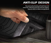 Car floor mats with anti-slip backing lifted, showing textured underside for Mazda CX-5 KF