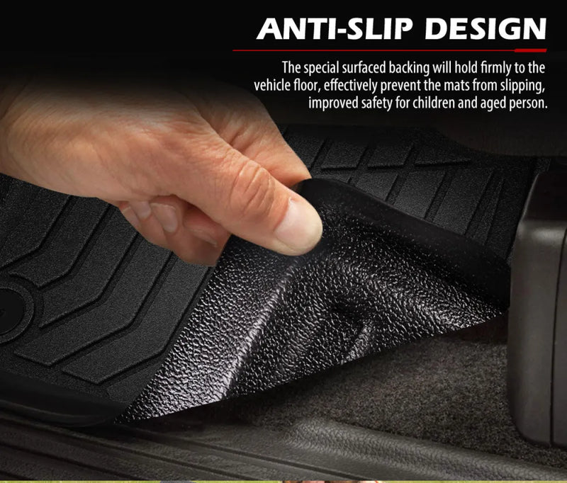 Car floor mats with anti-slip backing lifted, showing textured underside for Mazda CX-5 KF