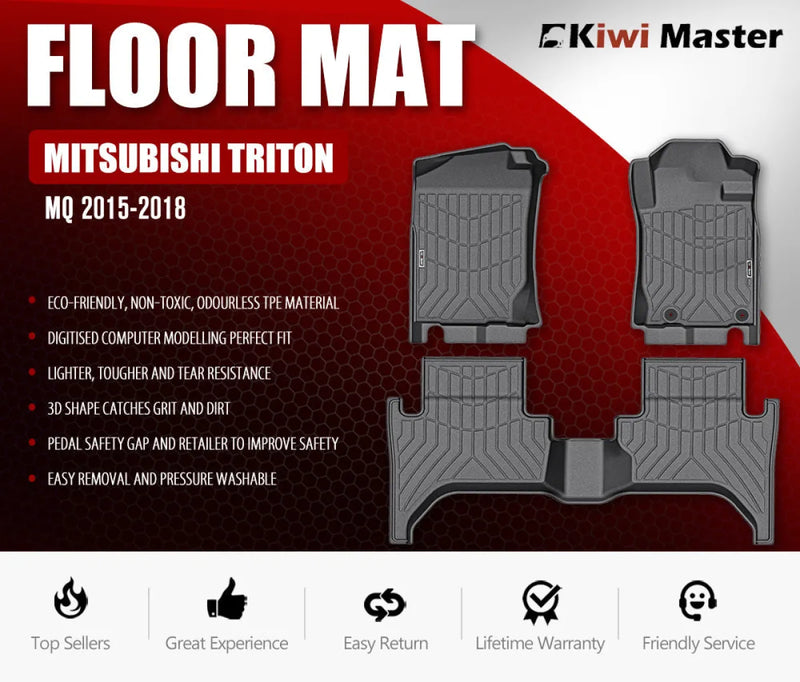 Kiwi Master 3D TPE car floor mats for Mitsubishi Triton MQ 2015-2018