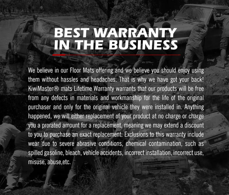 Advertisement for Kiwi Master 3D TPE Car Floor Mats with lifetime warranty for Nissan Navara NP300 D23